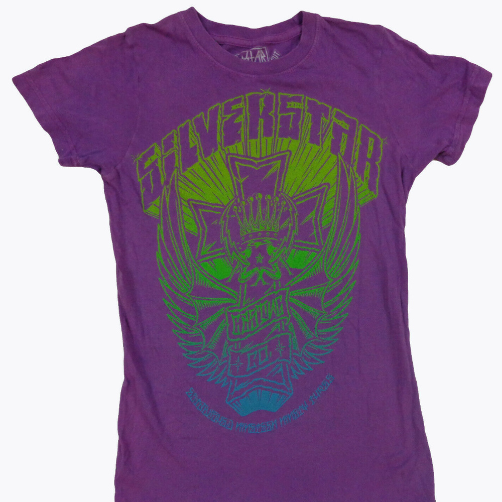 Silver Star Women's Purple Cross Up T-Shirt